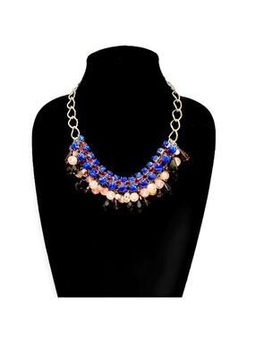 SWEET TREAT | TALBOTS Pink & Blue Bauble Beaded Statement Necklace | NWOT